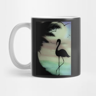 tropical sunset silhouette flamingo Mug